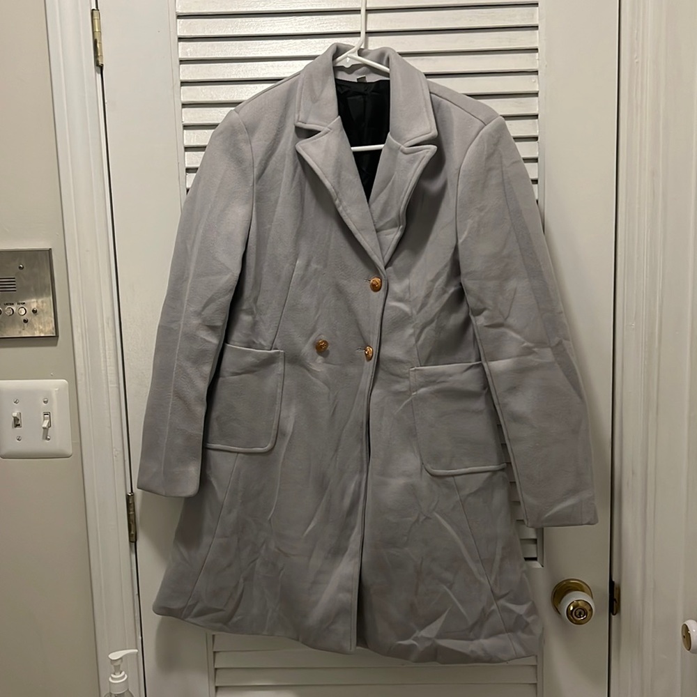 Light grey/blue long pea coat